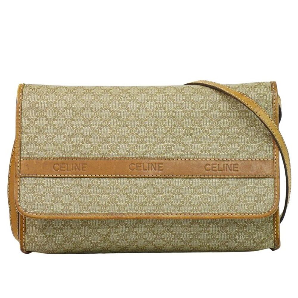 Celine Vintage Macadam Canvas Beige Canvas Shoulder Bag Bag